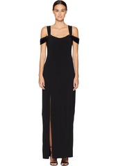 Halston Heritage Women's Cold Shoulder Open Neck Fitted Crepe Gown