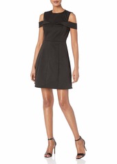Halston Heritage Women's Fit and Flare Cold Shoulder Dress