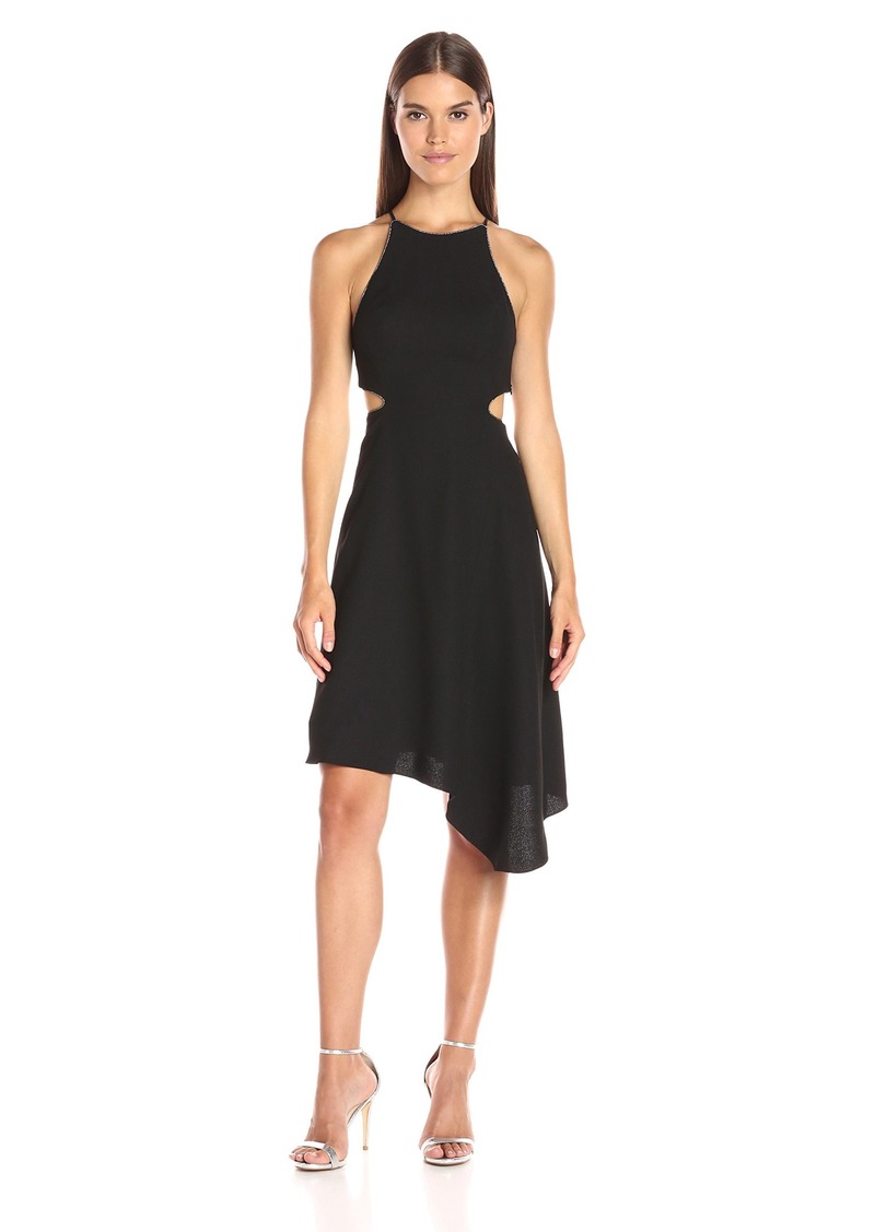 Halston Heritage Womens Halter Dress W Back Cut Outs