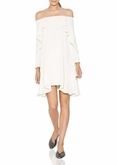 Halston Heritage Women's Long Sleeve Cold Shoulder Dress with Flounce Detail