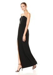 Halston Heritage Women's Strapless Deep V Neck Fitted Gown
