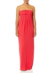 Halston Heritage Women's Strapless Front Tie Detail Gown Rose red