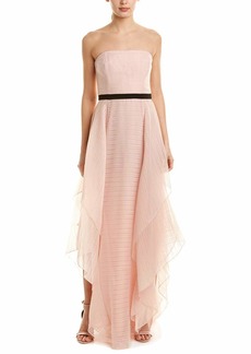 HALSTON HERITAGE Women's Strapless Jacquard Gown with Dramatic Skirt Detail