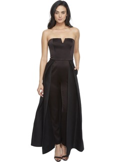 Halston Heritage Women's Strapless Jumpsuit with Structured Skirt Overlay