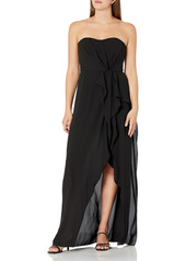 Halston Heritage Women's Strapless Ruffle Front Gown