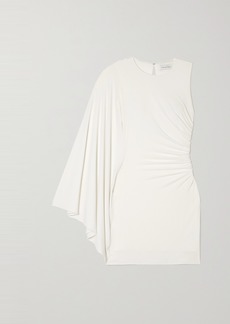 Halston Heritage Kenna One-sleeve Ruched Crepe Mini Dress