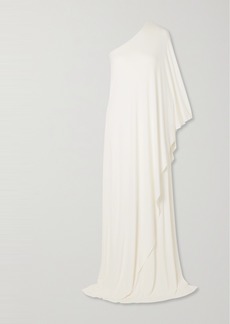 Halston Heritage Sylvie One-shoulder Cape-effect Jersey Gown