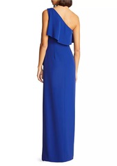 Halston Joelle One-Shoulder Flounce Gown