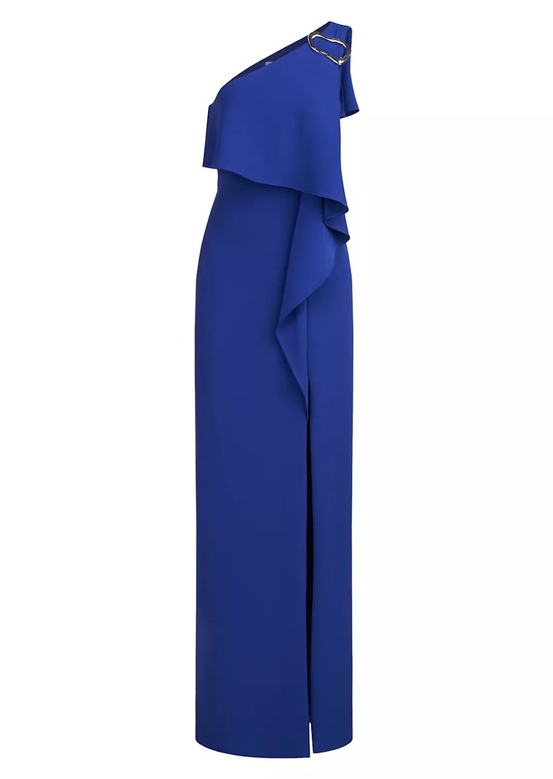 Halston Joelle One-Shoulder Flounce Gown