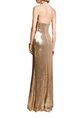 Halston Jun Sequined Halter Gown