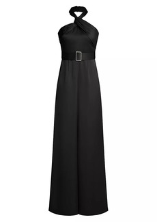 Halston Kani Satin Halter Jumpsuit