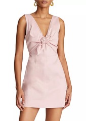 Halston Keeler Twist-Front Twill Minidress