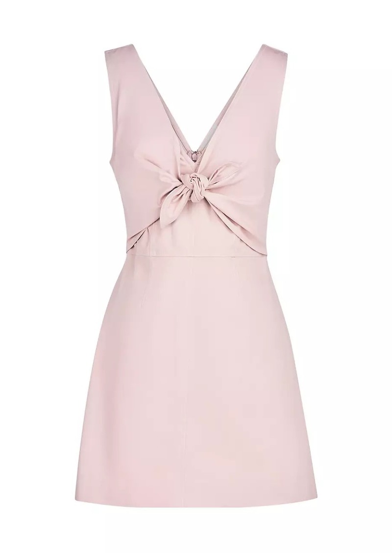 Halston Keeler Twist-Front Twill Minidress