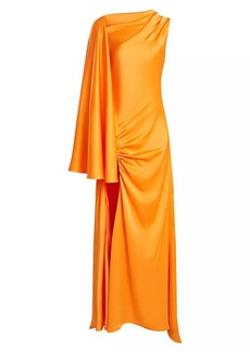 Halston Keiana One-Shoulder Satin Gown