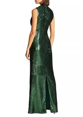 Halston Magdalena Draped Sequined Gown