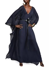 Halston May Chiffon Belted Caftan Dress