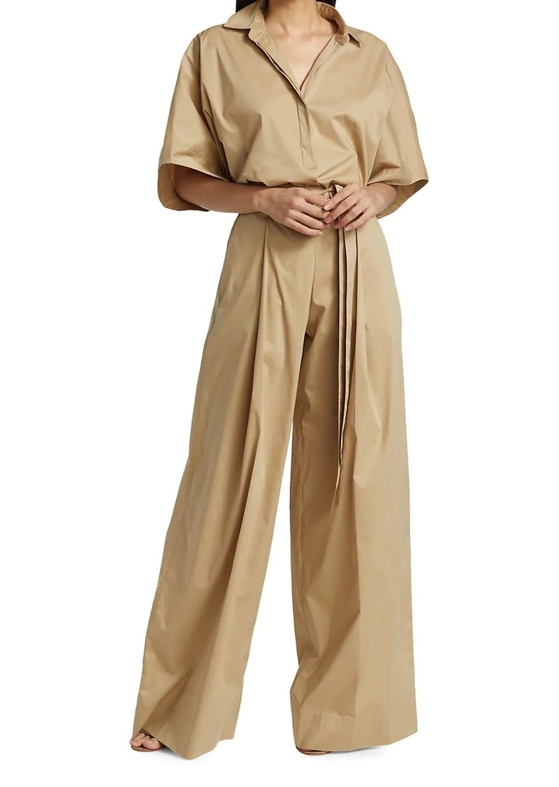 halston mina belted cotton jumpsuit