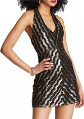 Halston Nidya Sequined Halterneck Minidress