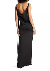 Halston Nomi Satin Cowl-Neck Gown