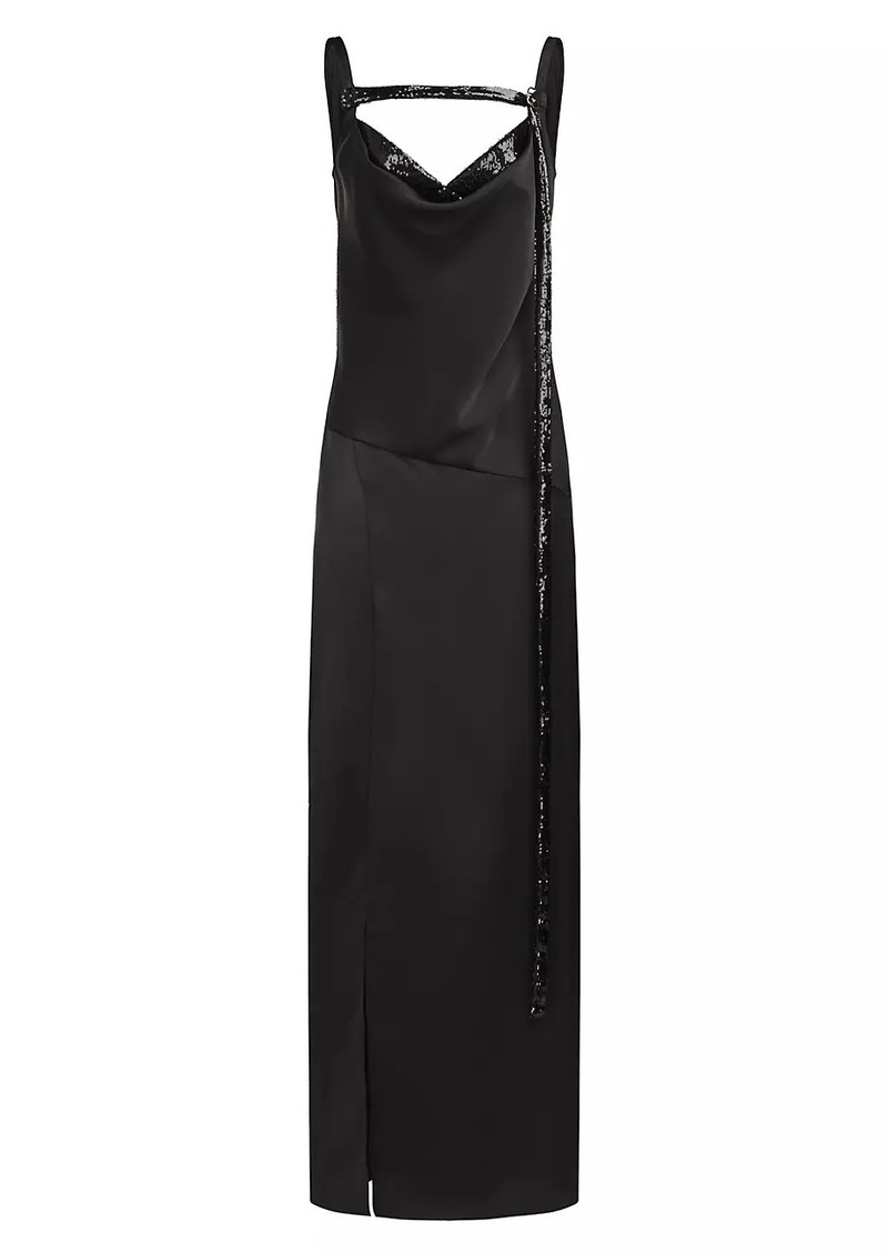 Halston Nomi Satin Cowl-Neck Gown