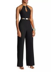 Halston Oki Stretch Crepe Jumpsuit