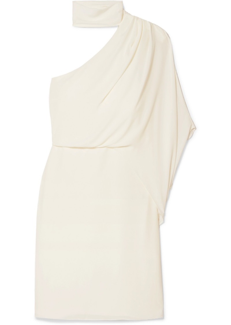 one shoulder crepe dress