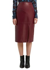 Halston Paneled Faux Leather Midi Skirt