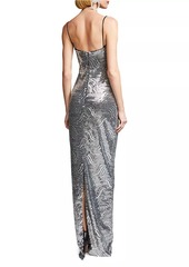 Halston Reine Deco Sequin Gown