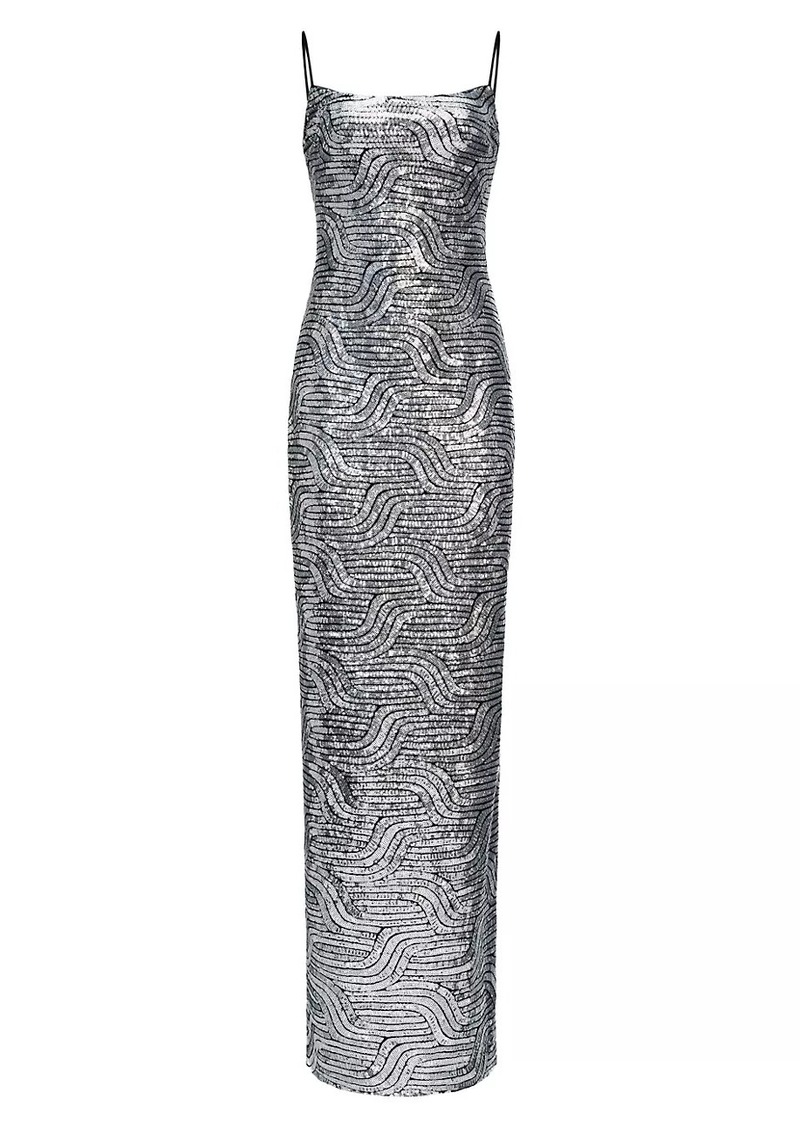 Halston Reine Deco Sequin Gown