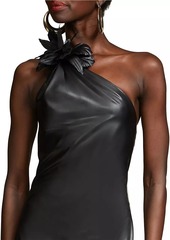 Halston Rhia Faux-Leather One-Shoulder Gown