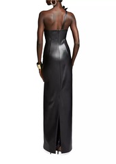 Halston Rhia Faux-Leather One-Shoulder Gown