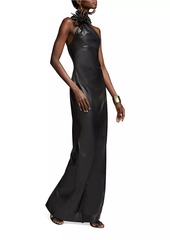 Halston Rhia Faux-Leather One-Shoulder Gown