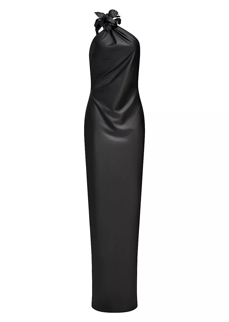 Halston Rhia Faux-Leather One-Shoulder Gown