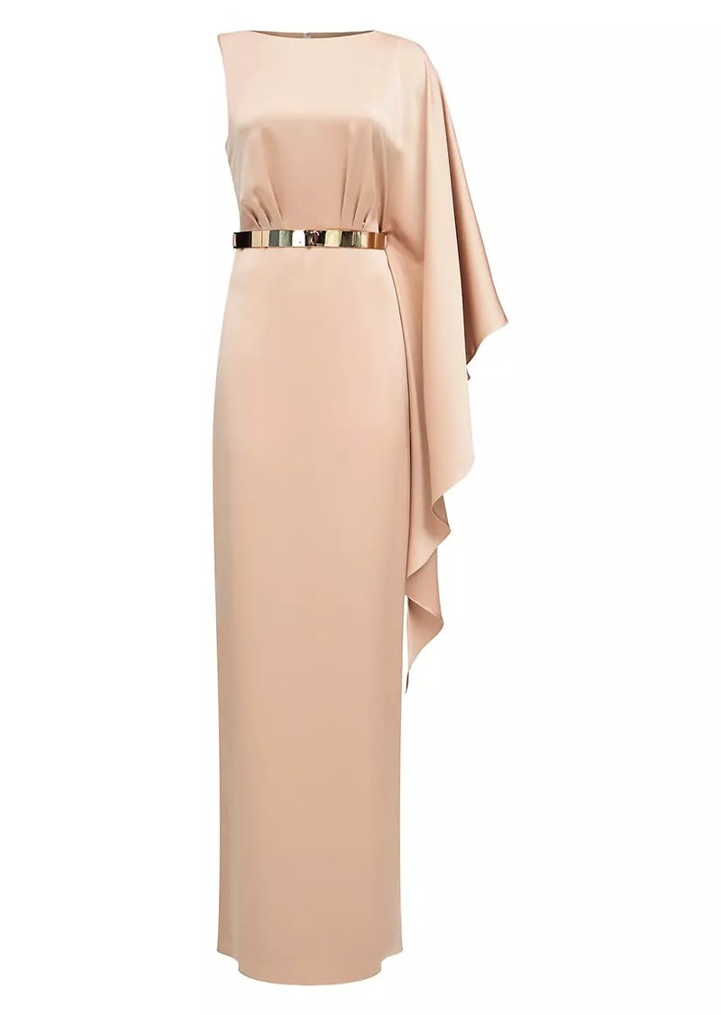 Halston Rhiannon Satin One-Shoulder Gown