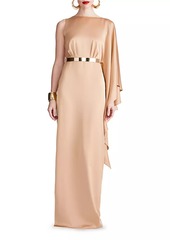 Halston Rhiannon Satin One-Shoulder Gown