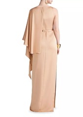 Halston Rhiannon Satin One-Shoulder Gown