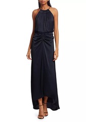 Halston Slub Microsatin Gown