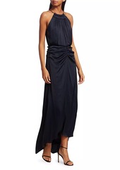 Halston Slub Microsatin Gown