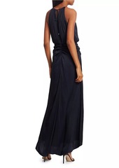 Halston Slub Microsatin Gown