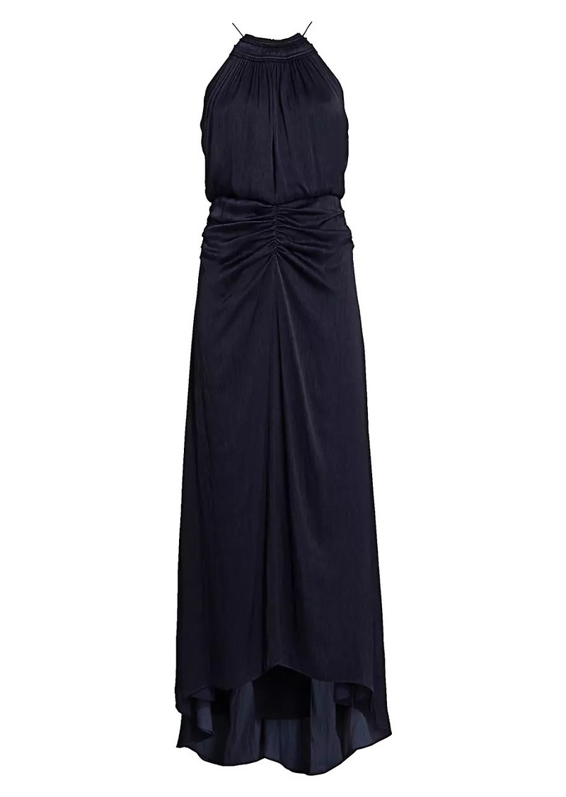 Halston Slub Microsatin Gown