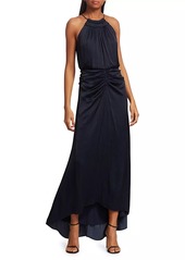 Halston Slub Microsatin Gown