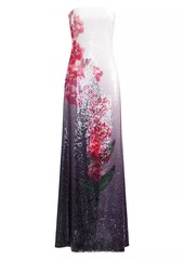 Halston Spencer Sequin Strapless Gown