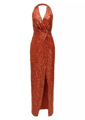 Halston Svetlana Foil Sequin Gown