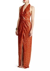 Halston Svetlana Foil Sequin Gown