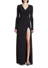 Halston Sydney Ruched Jersey Gown