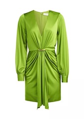 Halston Tully Brooch-Embellished Satin Minidress