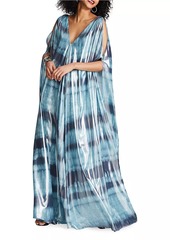 Halston Umu Iridescent Tie-Dye Chiffon Gown