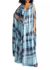 Halston Umu Iridescent Tie-Dye Chiffon Gown