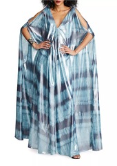 Halston Umu Iridescent Tie-Dye Chiffon Gown