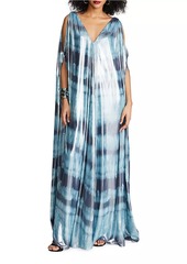 Halston Umu Iridescent Tie-Dye Chiffon Gown